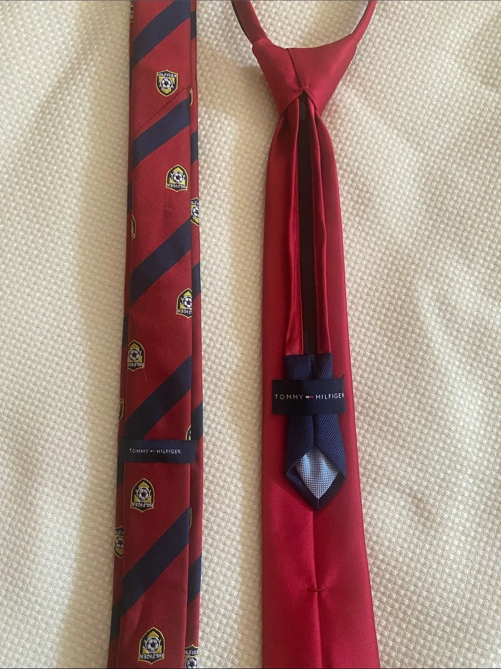 Tommy Hilfiger Boys Red Striped and Solid Pre-Tied Neckties